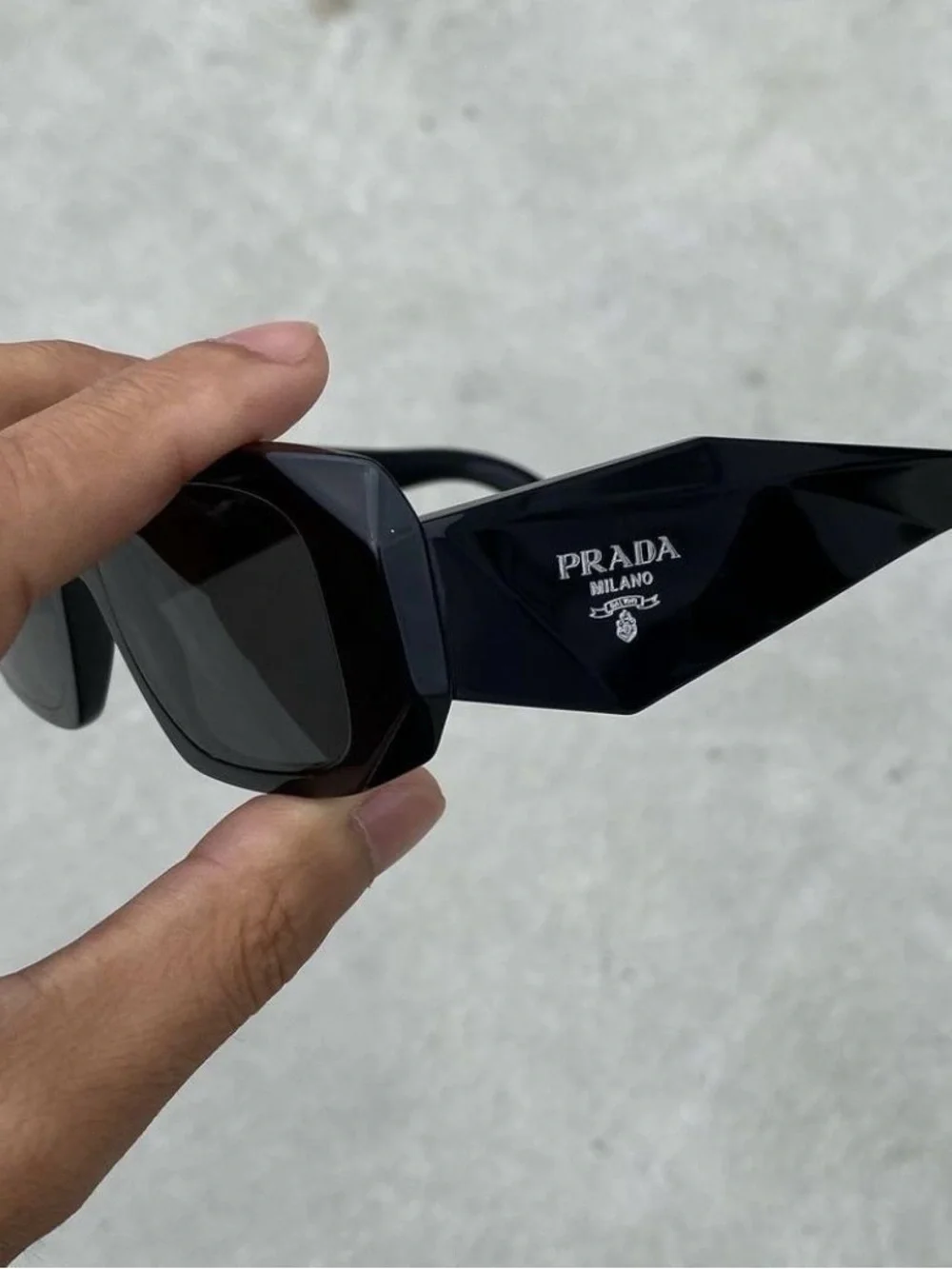 Prada Black Hexagonal Frame Sunglasses